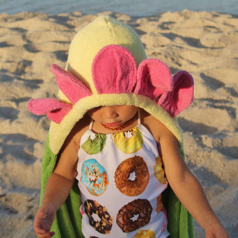 Yikes Twins - Flower Hooded Towel for toddlers ages 2 to 8 years old