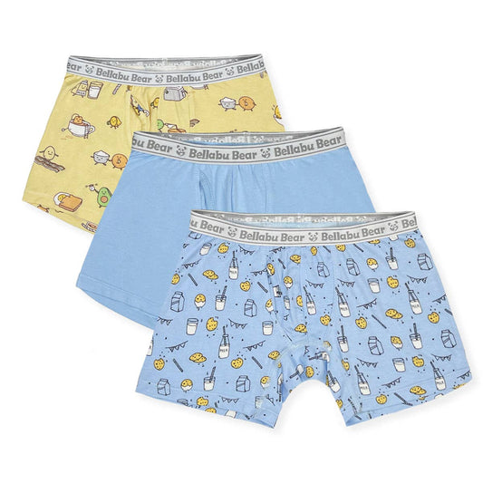 Bellabu Bear - Boy's Boxer Brief Cookie Underwear Spring 3-Pack: Blue Cookies Pack / 2/3