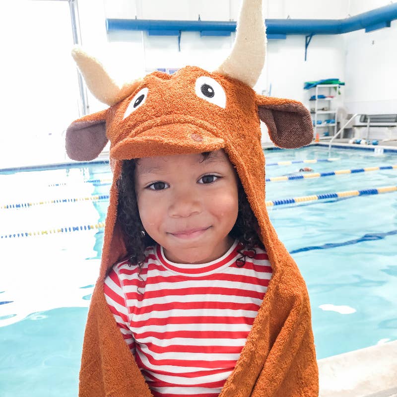 Yikes Twins - Longhorn hooded towel for toddlers ages 2 to 8 years old