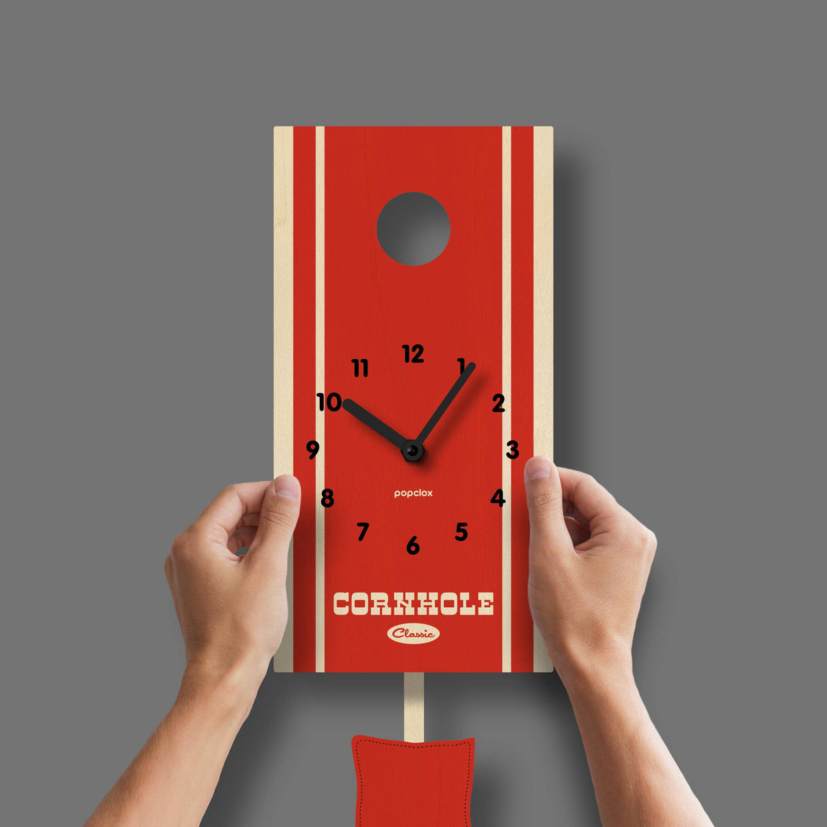 Popclox - Cornhole Pendulum Clock - Wood