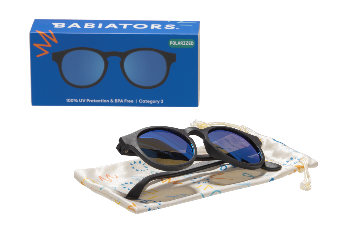 Babiators - Jet Black w/ Cobalt Blue Lens  Polarized Keyhole Sunglasses: Ages 6+