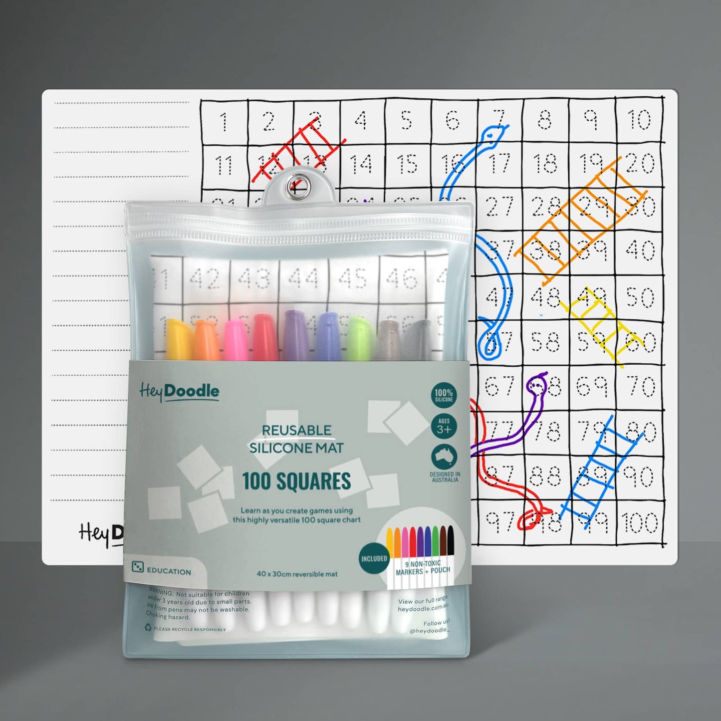HeyDoodle - 100 Squares Classic Coloring & Doodle Mat