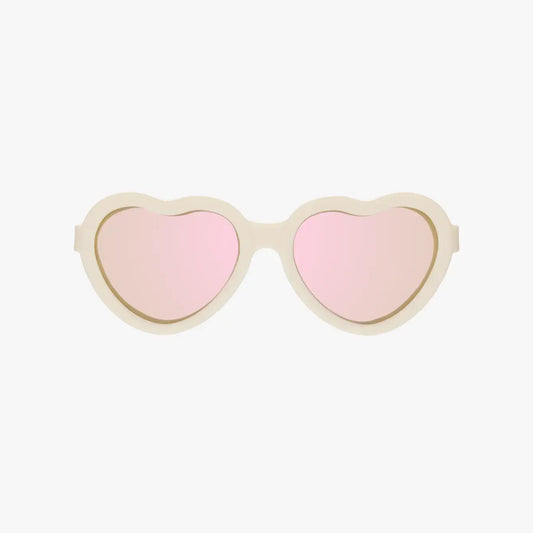 Babiators - Polarized Heart Sunglasses: Ages 6+ / Sweet Cream | Rose Gold Mirrored Lens