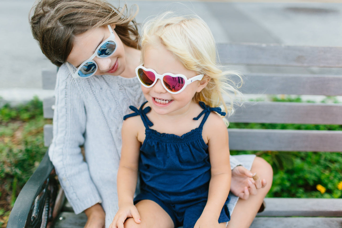 Babiators - Polarized Heart Sunglasses: Ages 6+ / Sweet Cream | Rose Gold Mirrored Lens