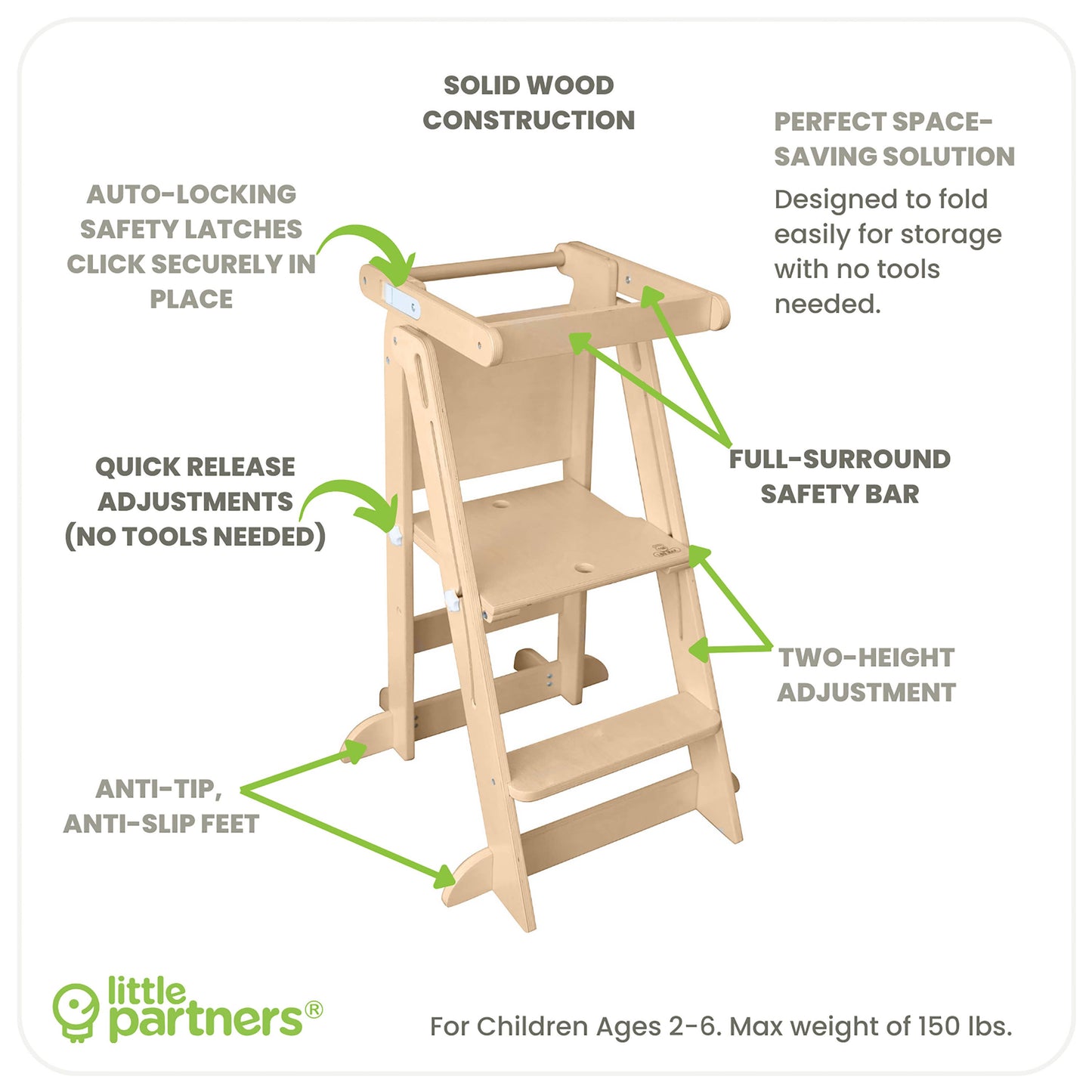 Little Partners - Learn 'N Fold Learning Tower® Toddler Tower: Natural