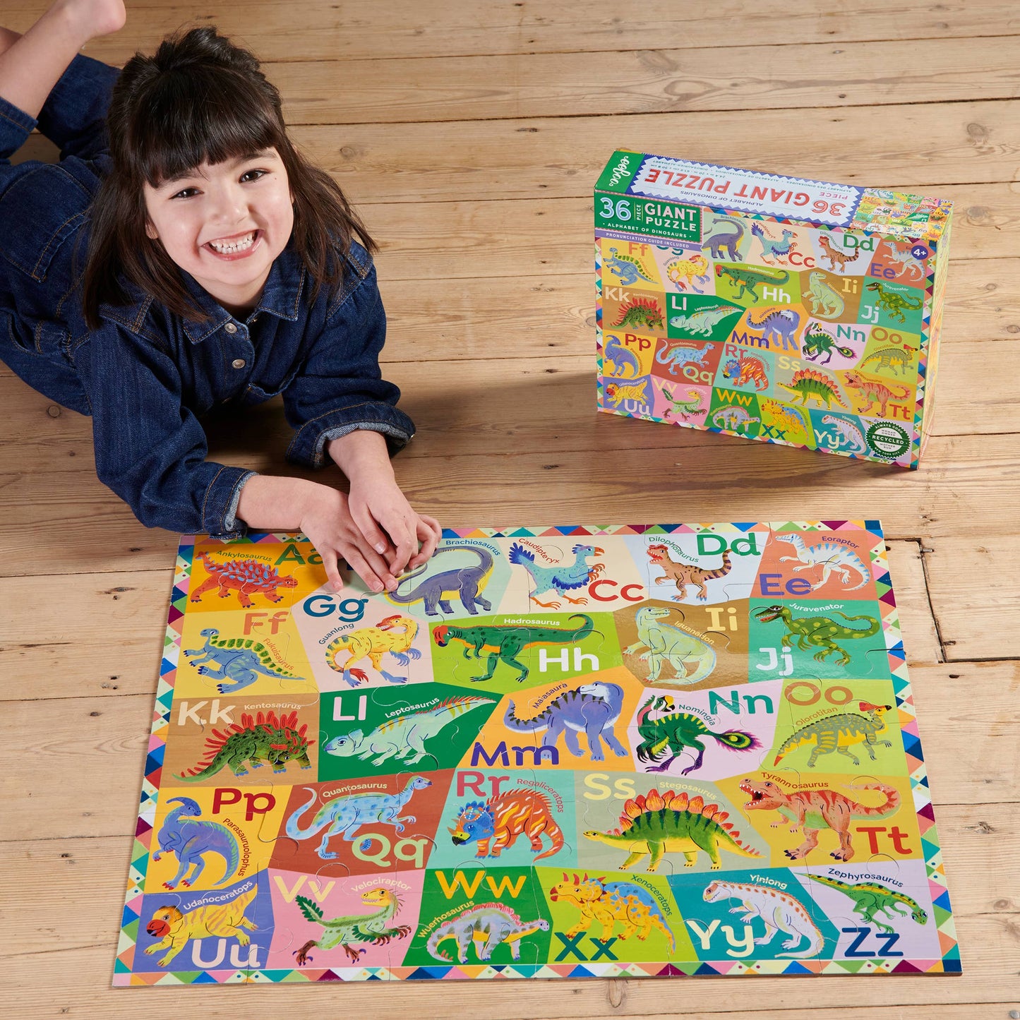 eeBoo - Alphabet of Dinosaurs 36 Piece Giant Puzzle