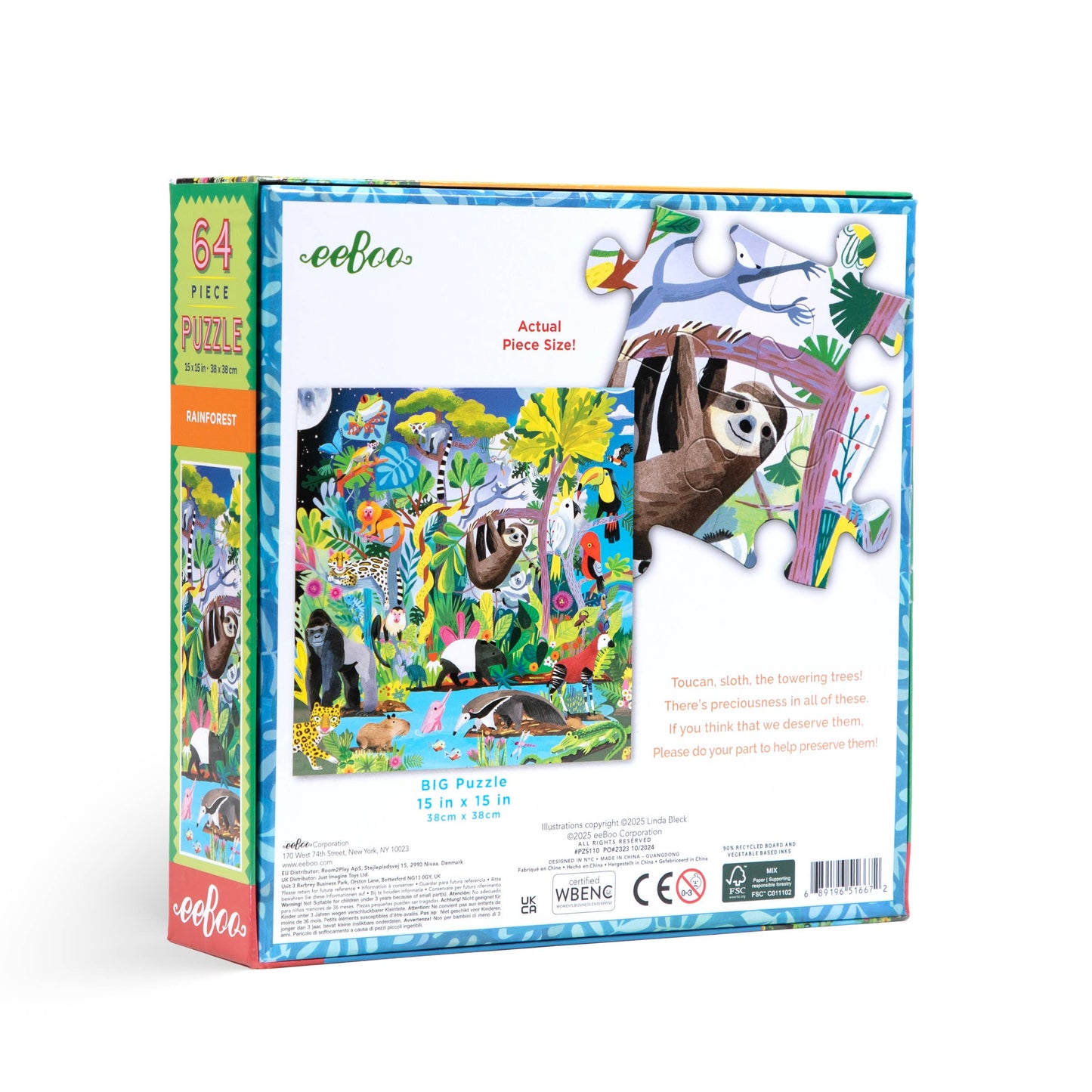 eeBoo - Rainforest 64 Piece Square Puzzle