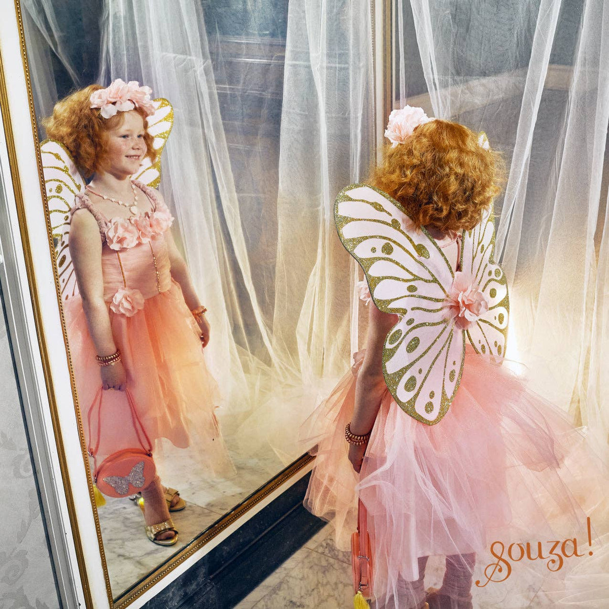 Speedy Monkey - Annemarie Fairy Costume – Dress and Wings Set peach(3 sizes): 5-7 years