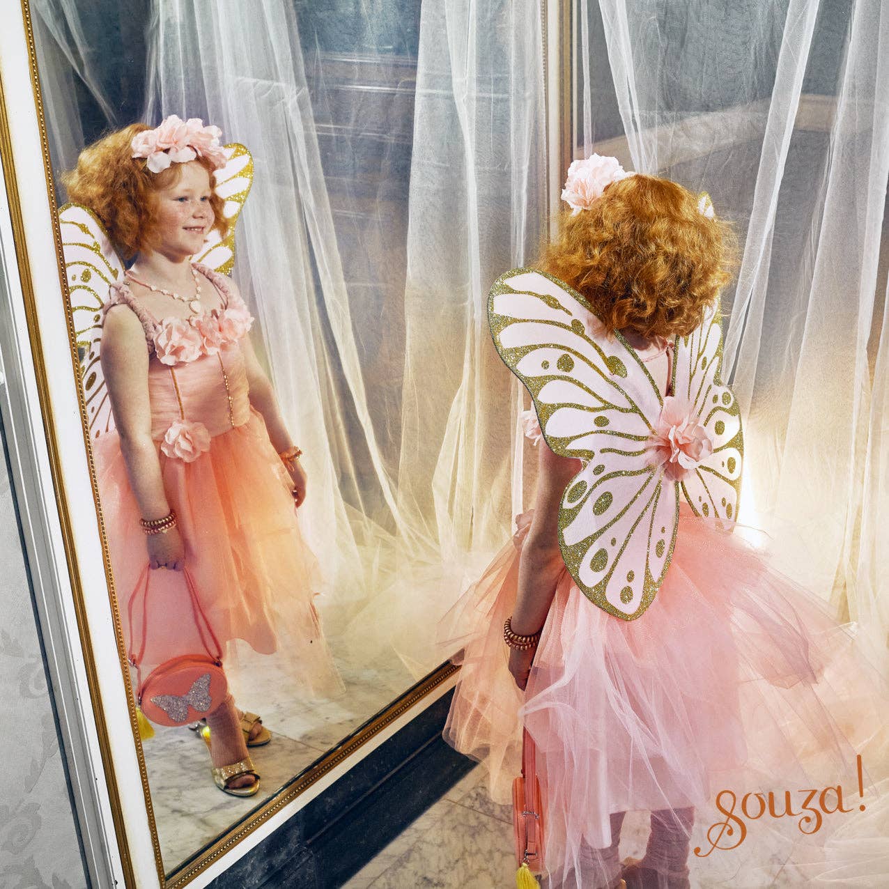 Speedy Monkey - Annemarie Fairy Costume – Dress and Wings Set peach(3 sizes): 5-7 years
