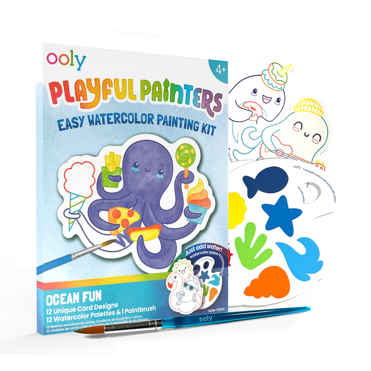 OOLY - Playful Painters: Easy Watercolor Painting Kit - Ocean Pals (25 PC Set)