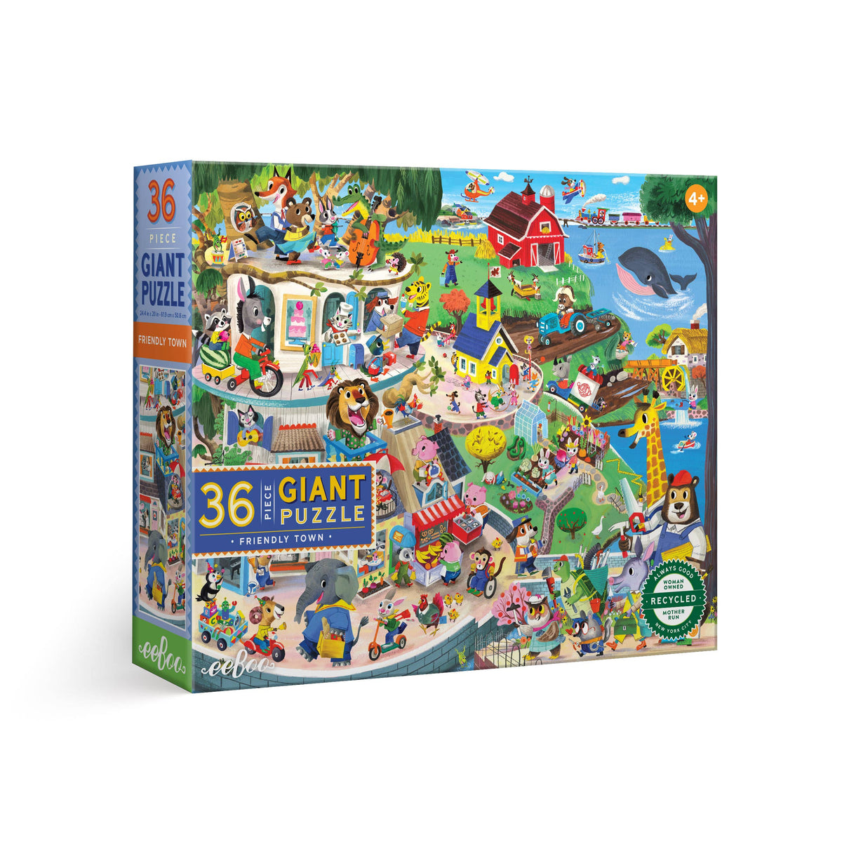 eeBoo - Friendly Town 36 Piece Giant Rectangle Puzzle
