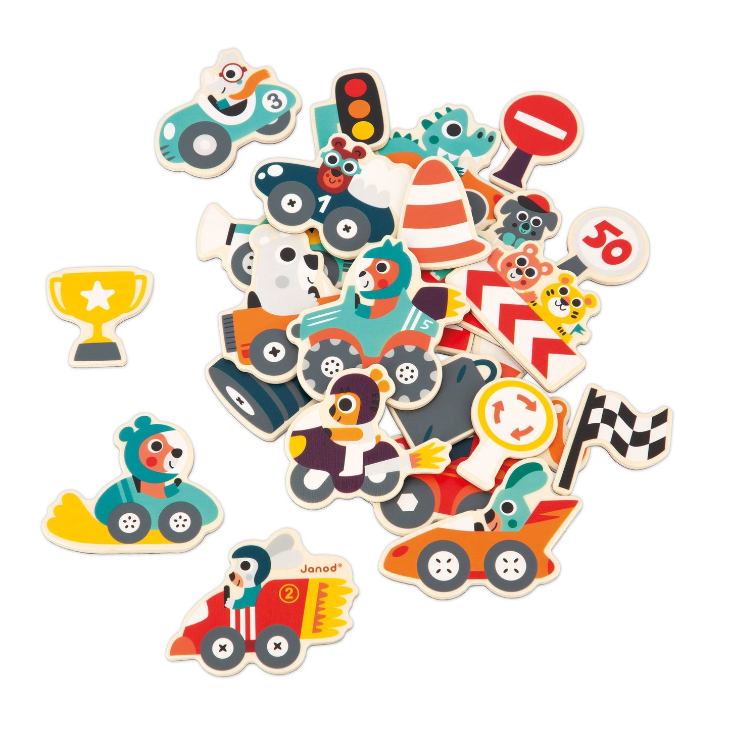 Janod - Car Magnets - 24 Pcs..