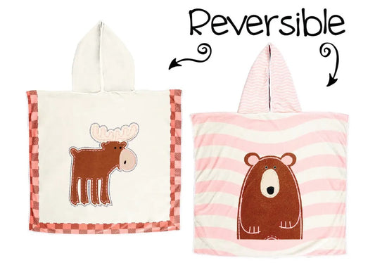 Kids UPF50+ Cover-Up - Pink Moose/Brown Bear