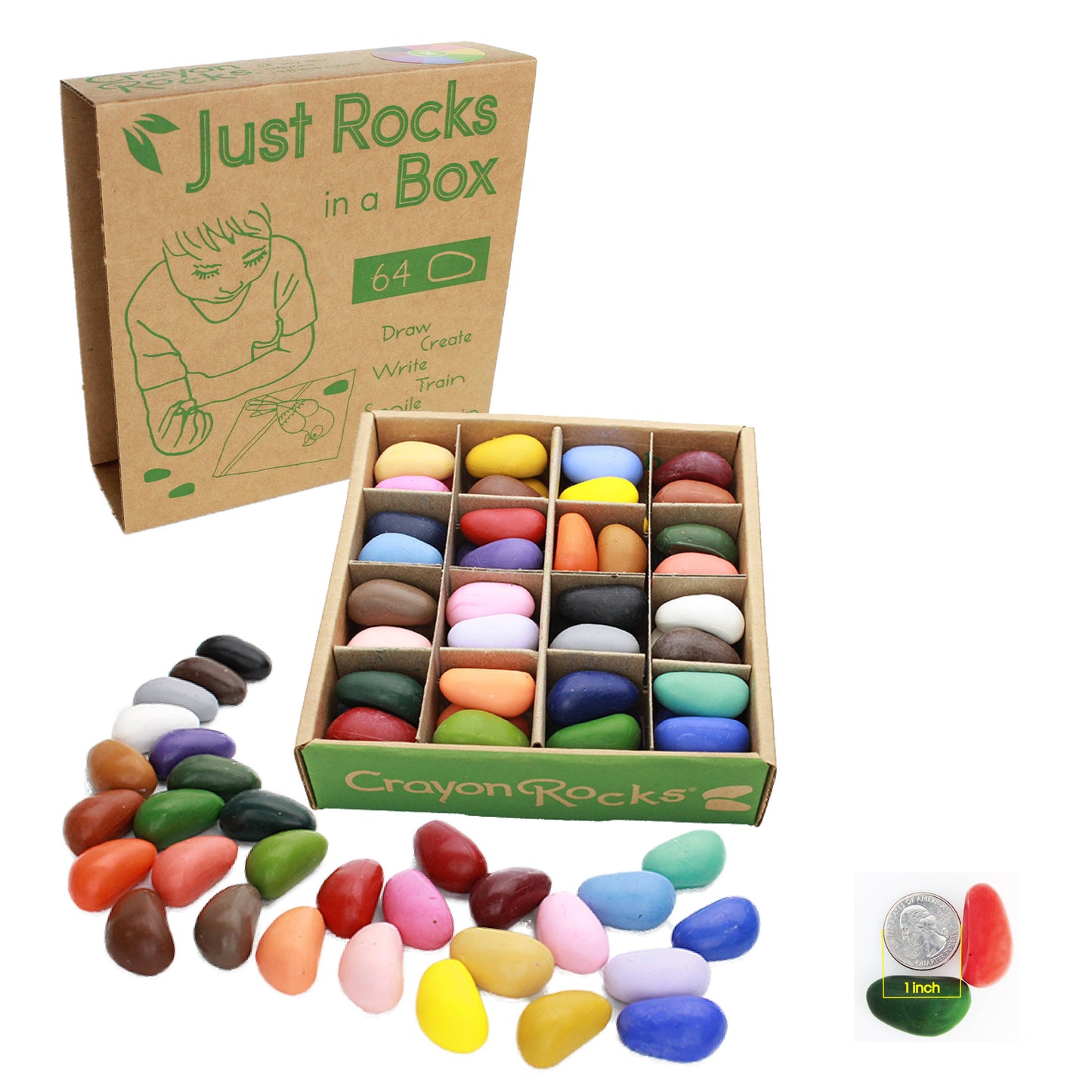 Crayon Rocks - Just Rocks in a Box - 32 Colors / 64 Crayons